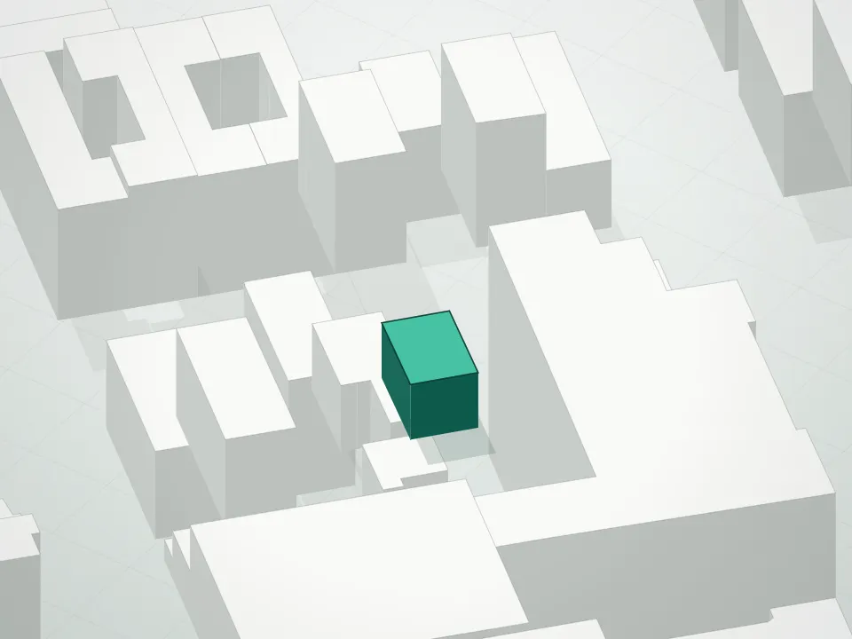 3D massing drawing of 29 Havemeyer Condominium and neighboring buildings