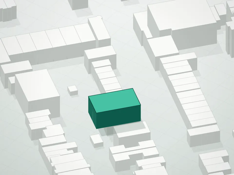 3D massing drawing of 316 22nd Street Condominium and neighboring buildings