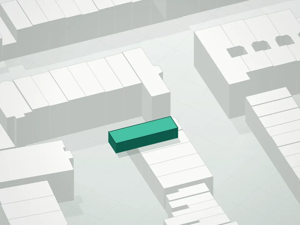 3D massing drawing of 8 Windsor Place Condominium and neighboring buildings