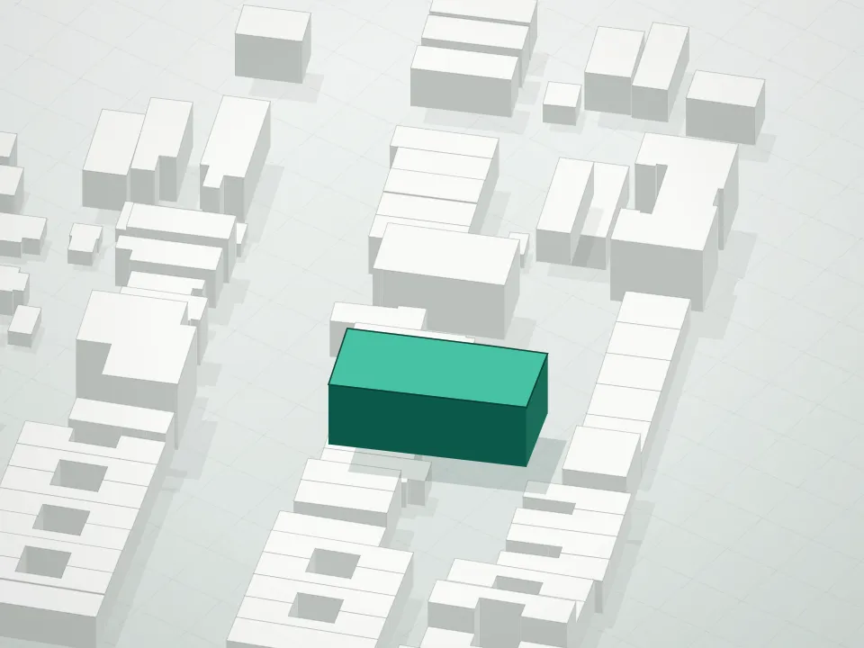 3D massing drawing of Daffodil Condominium and neighboring buildings