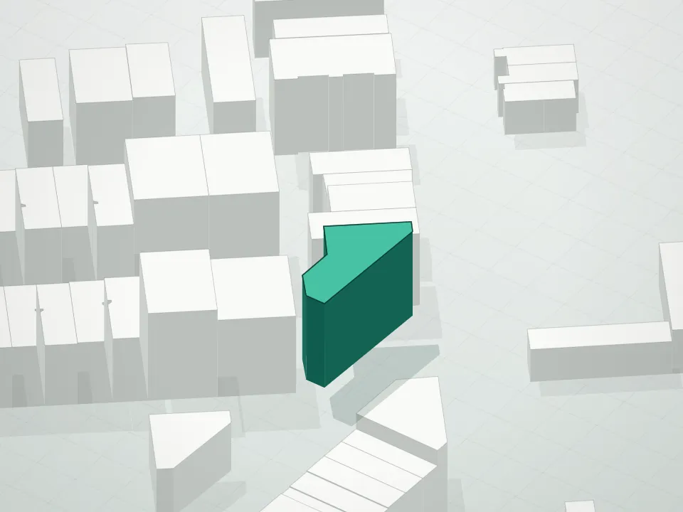 3D massing drawing of 89 Union Condominium and neighboring buildings