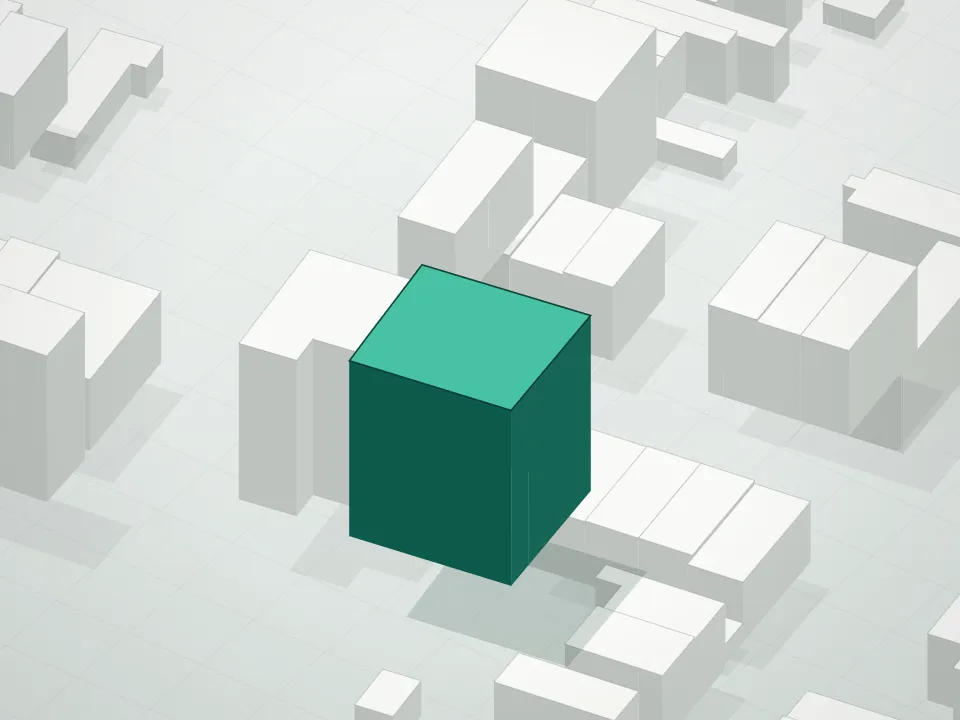3D massing drawing of 590 Myrtle Avenue Condominium and neighboring buildings