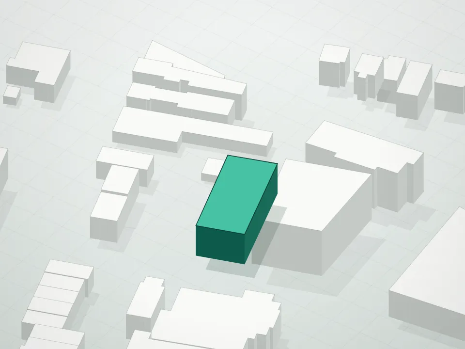 3D massing drawing of Barclay I Tower A/K/A Barclay I Plaza and neighboring buildings