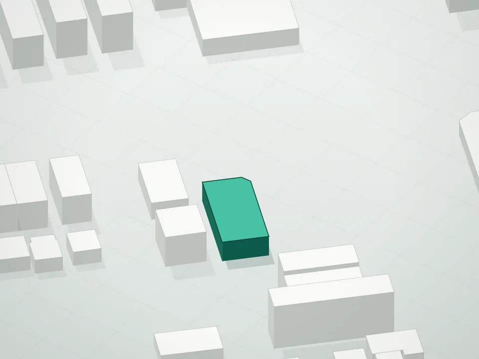 3D massing drawing of 21-01 21st Street Condominium and neighboring buildings