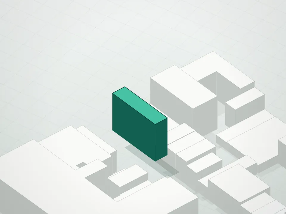 3D massing drawing of 5-01 Condominium and neighboring buildings