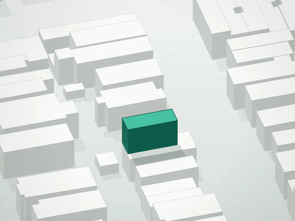 3D massing drawing of 1622 Condominium and neighboring buildings