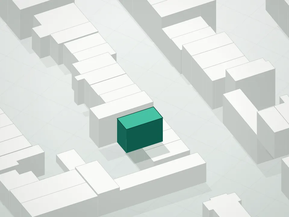 3D massing drawing of 124 Wyckoff Street Condominium and neighboring buildings
