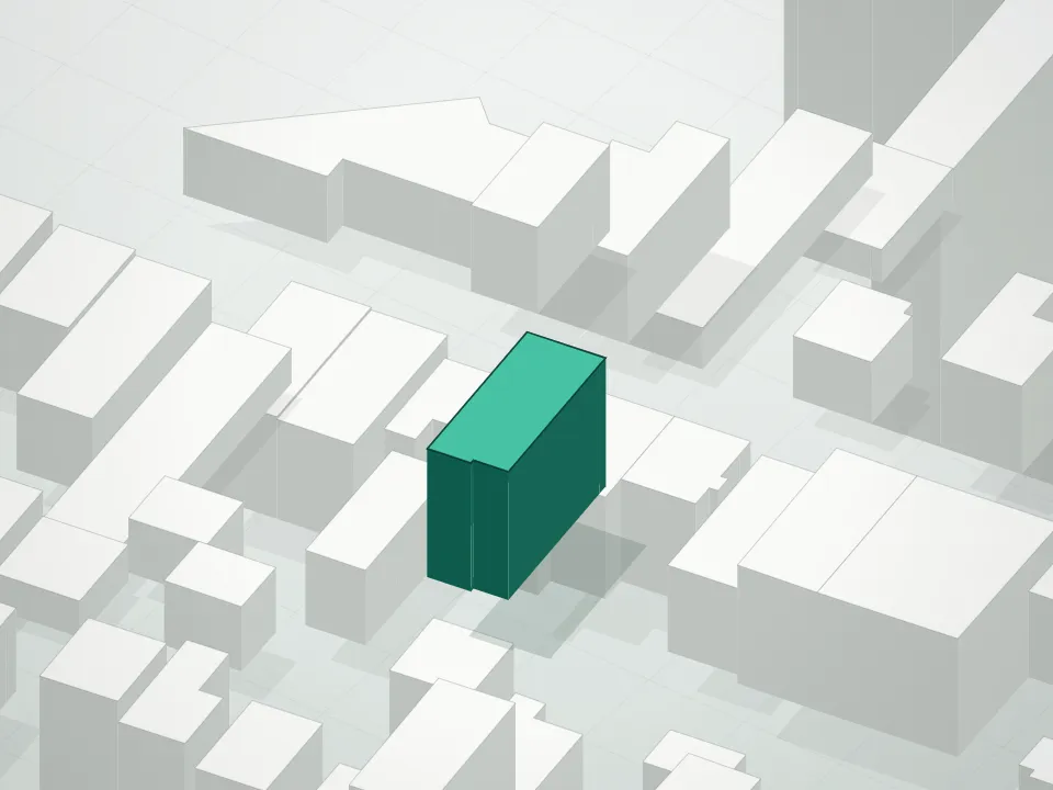 3D massing drawing of 30 Skillman Avenue Condominium and neighboring buildings