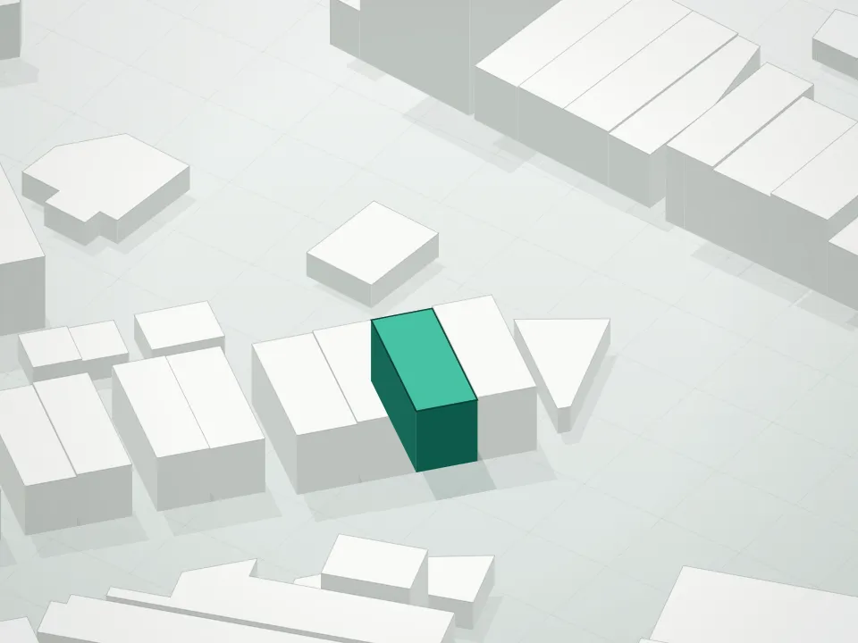3D massing drawing of 1904 Harman Street Condominium and neighboring buildings