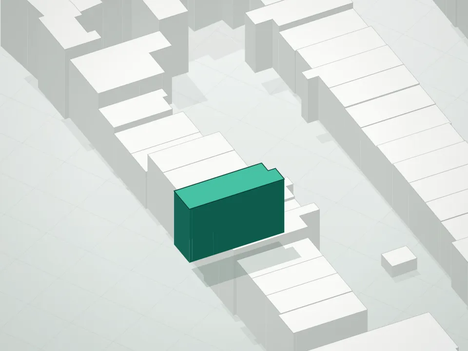 3D massing drawing of 283 President Street Condominium and neighboring buildings
