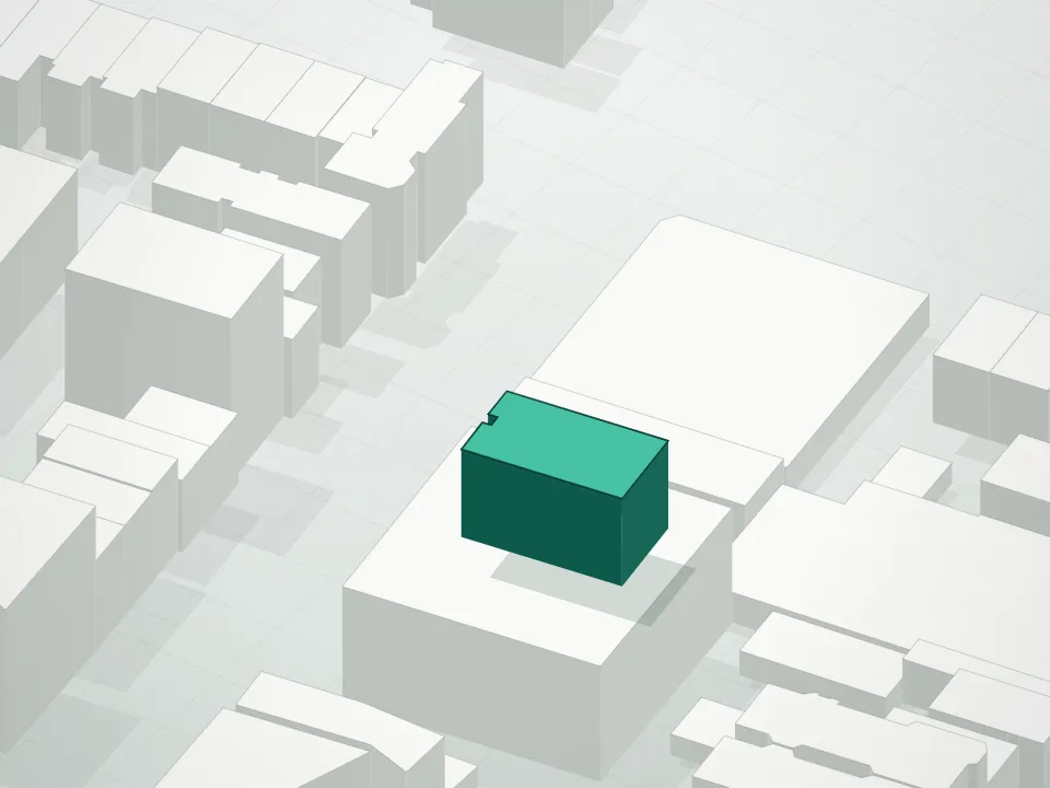 3D massing drawing of 531 Classon Avenue Condominium and neighboring buildings