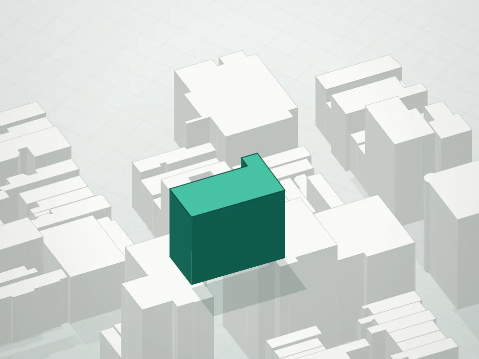 3D massing drawing of 760 Madison Avenue Condominium and neighboring buildings