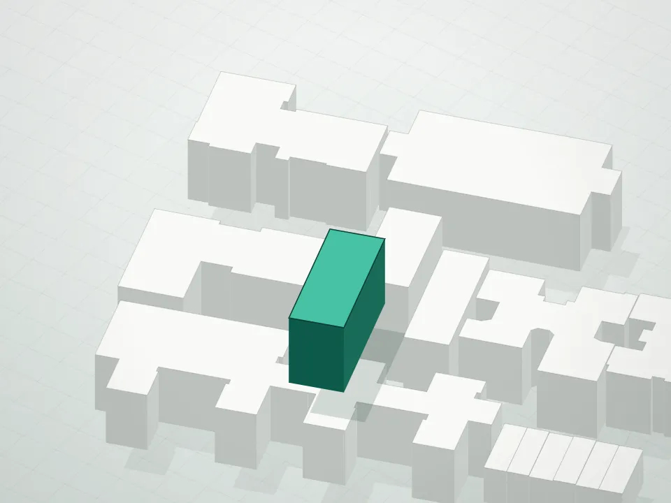 3D massing drawing of Ying City Plaza Condominium and neighboring buildings