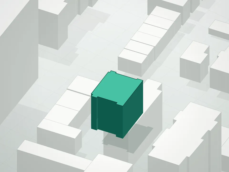 3D massing drawing of Hong Ye Condominium and neighboring buildings