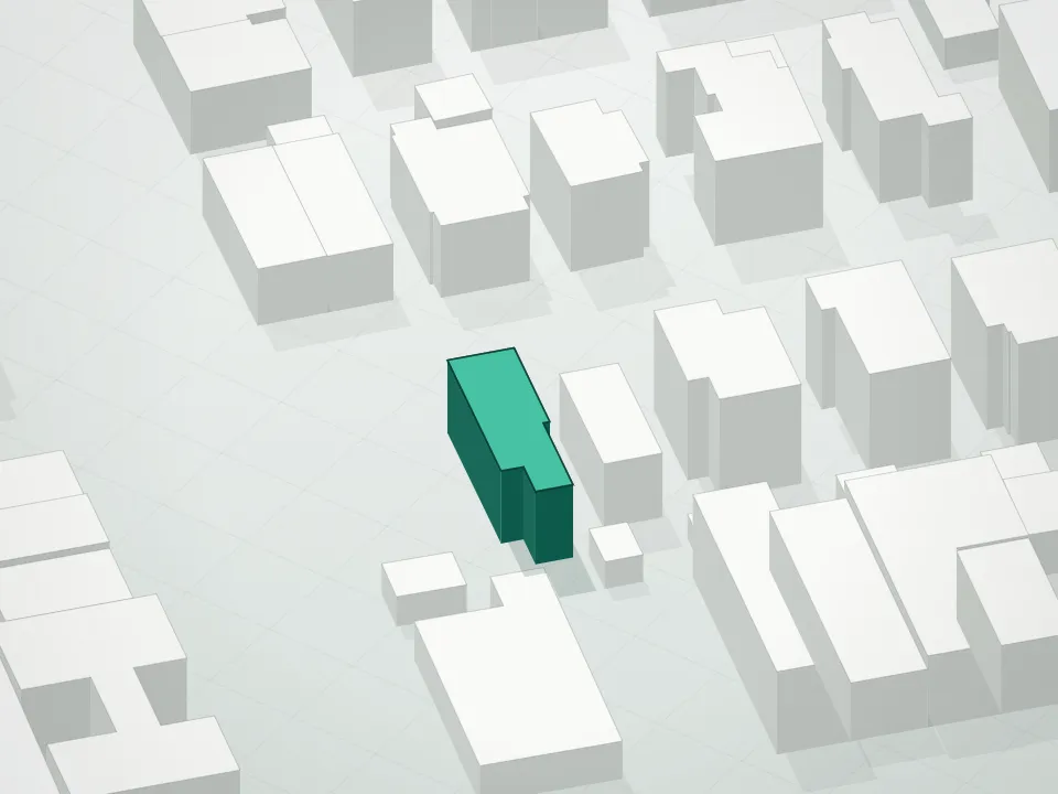 3D massing drawing of 1755 Benson Avenue Condominium and neighboring buildings
