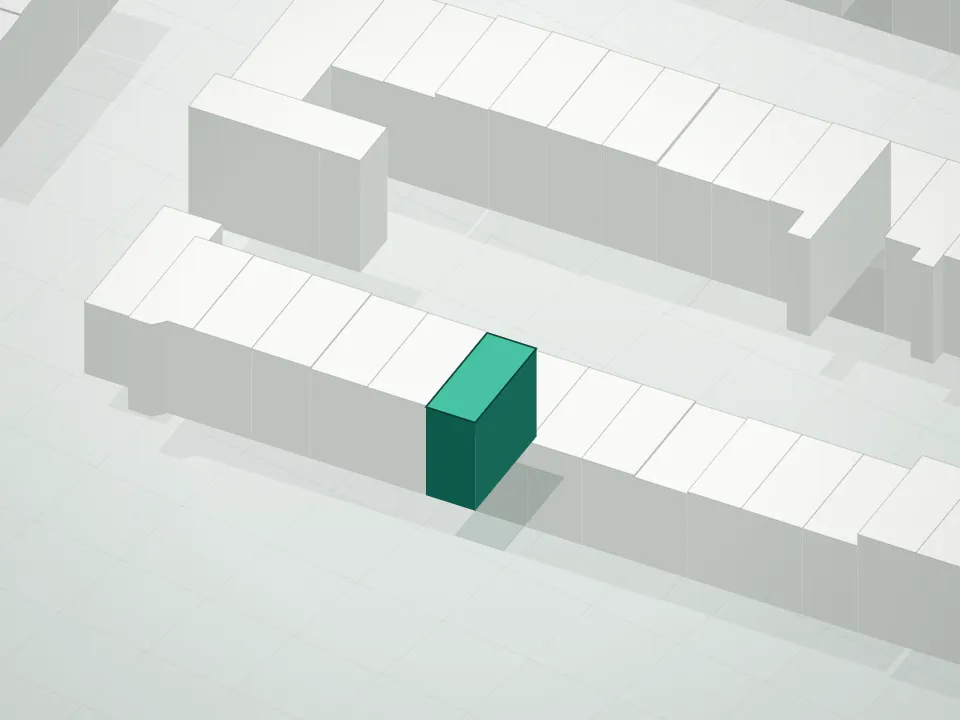 3D massing drawing of 583 Putnam Avenue Condominium and neighboring buildings
