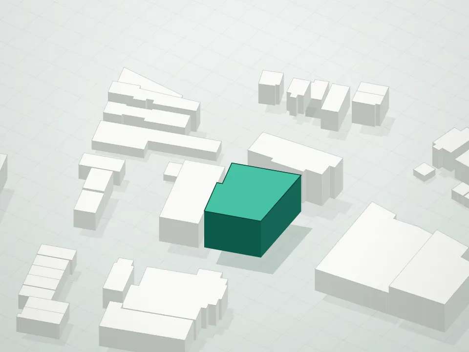 3D massing drawing of Murray Hill Condominium and neighboring buildings