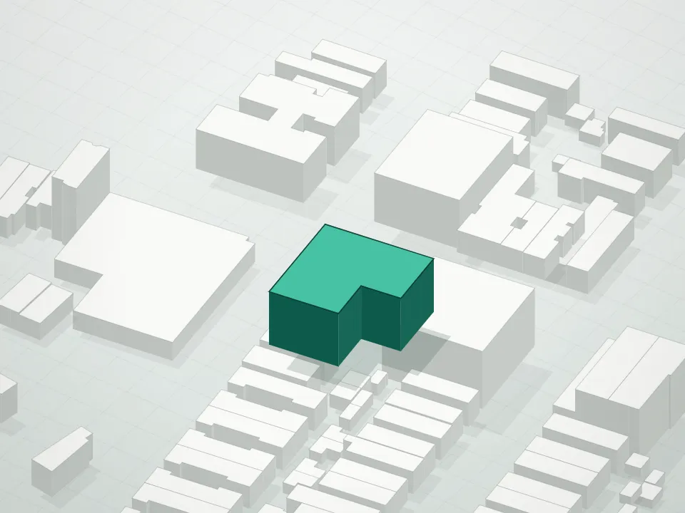 3D massing drawing of 346 Avenue U Condominium and neighboring buildings