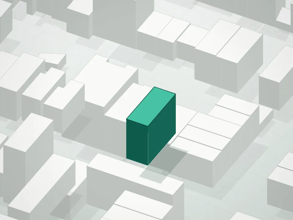 3D massing drawing of 181 Jackson Street Condominium and neighboring buildings
