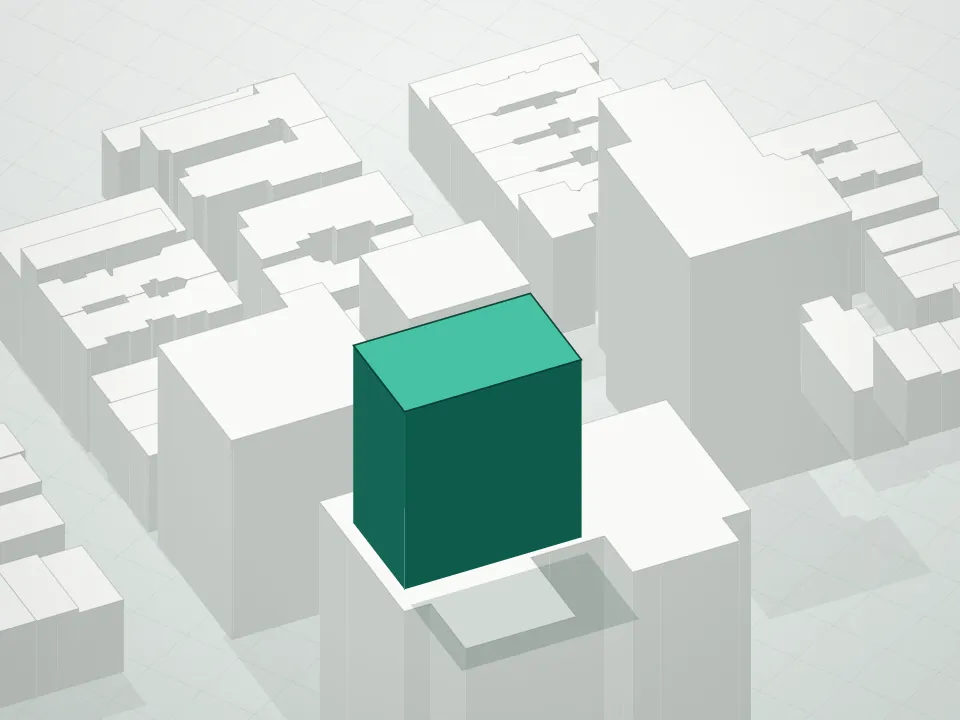 3D massing drawing of 429 2nd Avenue Condominium and neighboring buildings