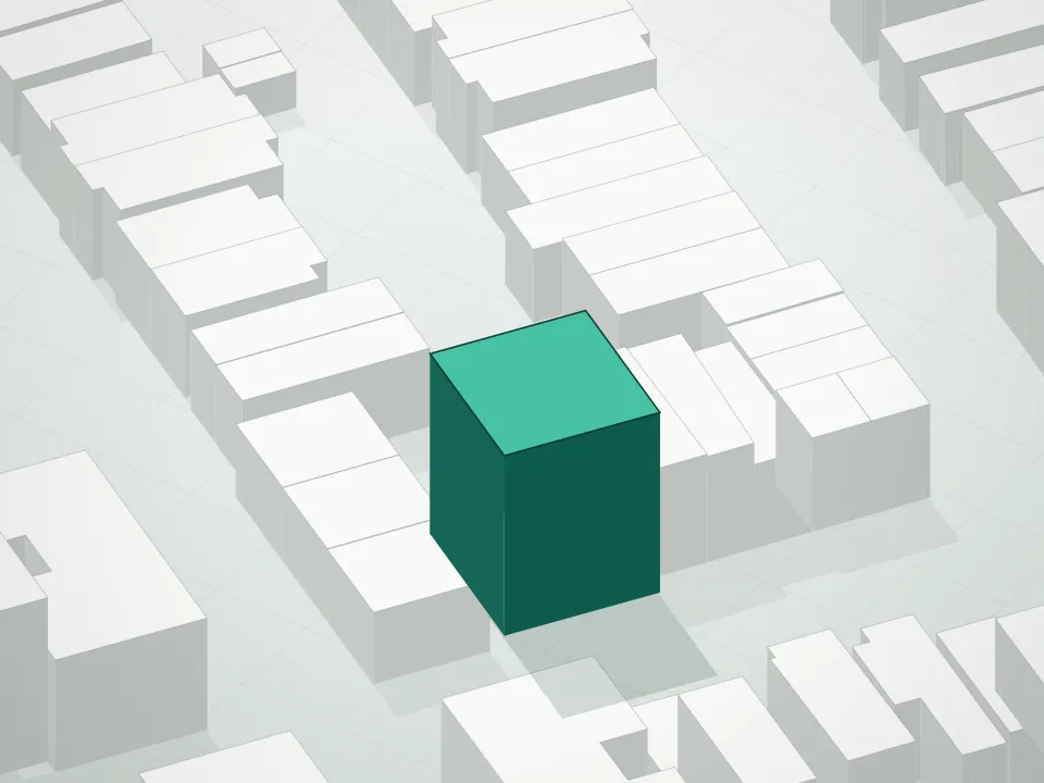 3D massing drawing of Splendid Tower Condominium and neighboring buildings
