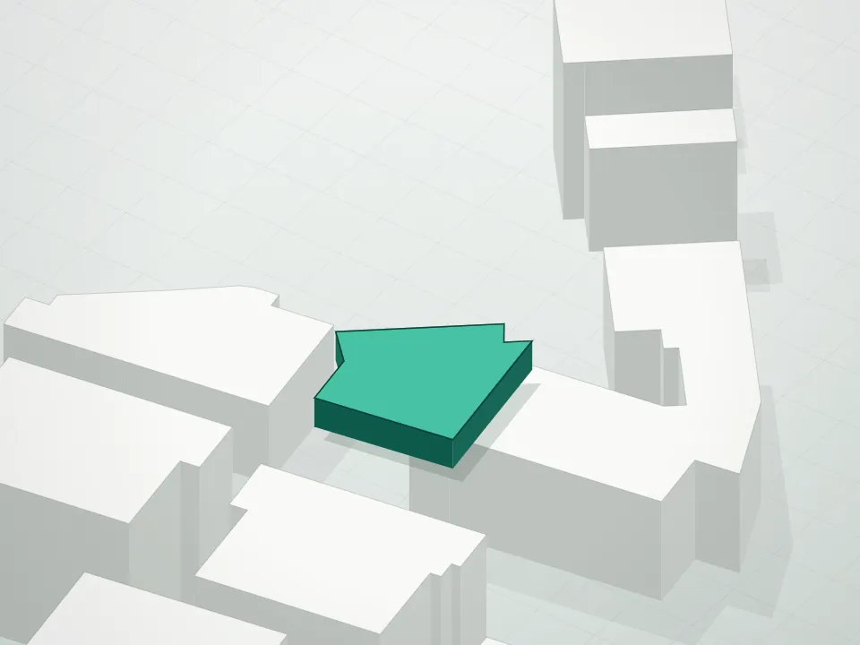 3D massing drawing of Middleton Units Condominium and neighboring buildings