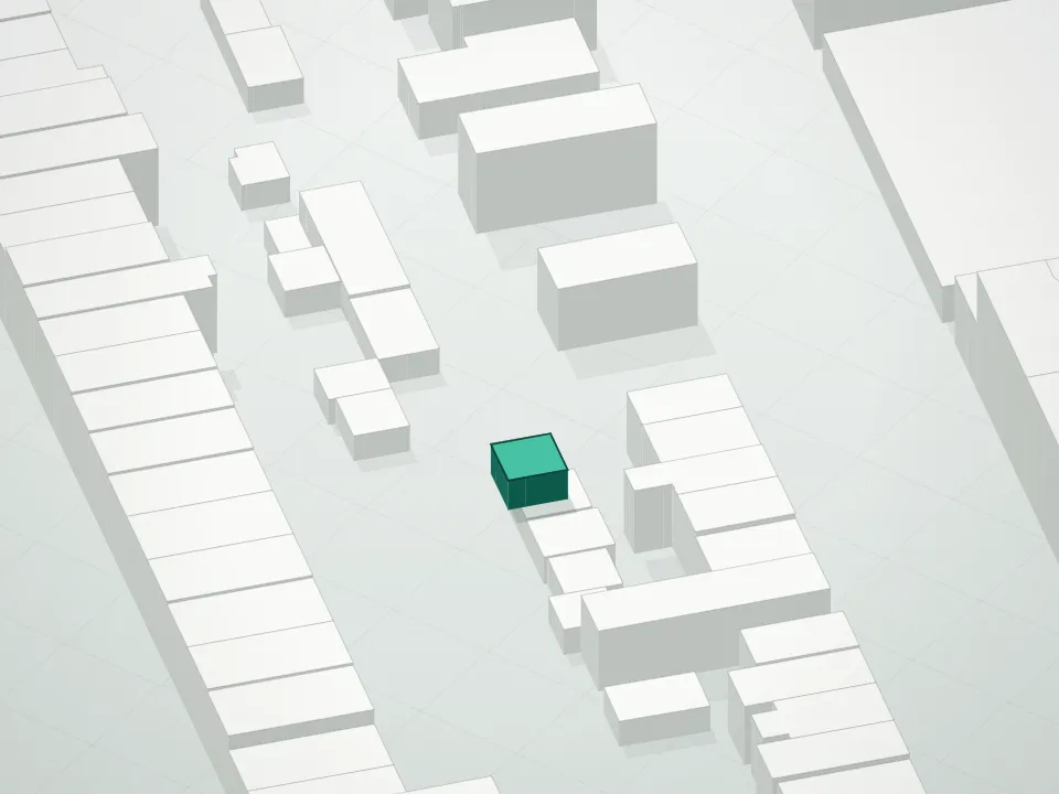 3D massing drawing of 194 30th Street Condominium and neighboring buildings