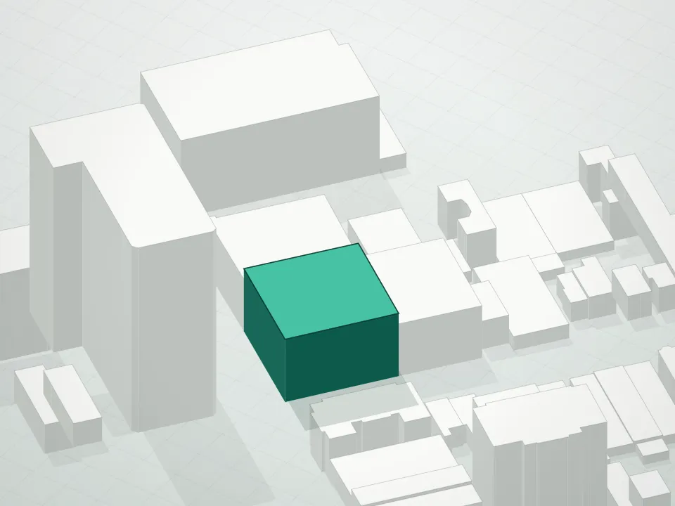 3D massing drawing of 40-46 24th Street Condominium and neighboring buildings