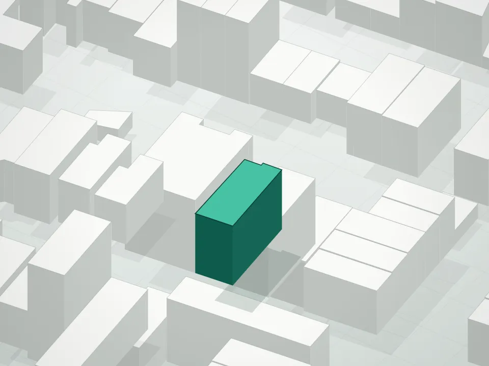3D massing drawing of 179 Jackson Street Condominium and neighboring buildings