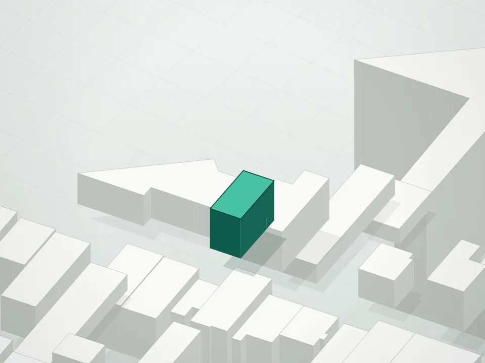 3D massing drawing of 38 Skillman Avenue Condominium and neighboring buildings