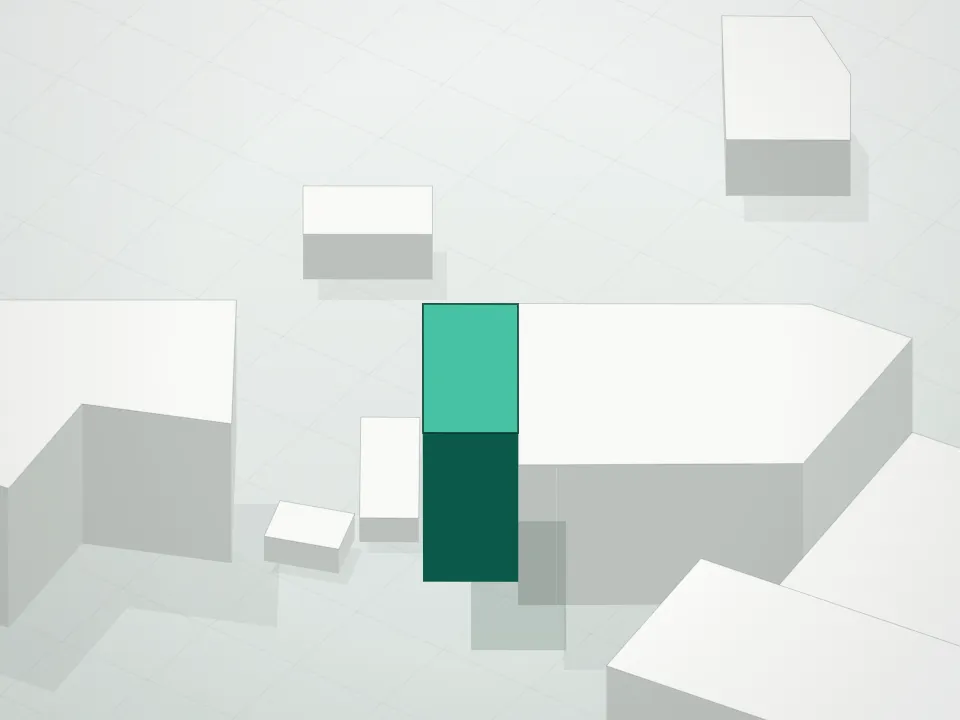 3D massing drawing of 68 Commercial Street Condominium and neighboring buildings