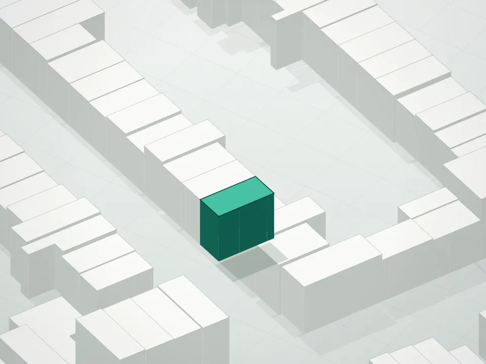 3D massing drawing of 171 Luquer Street Condominium and neighboring buildings