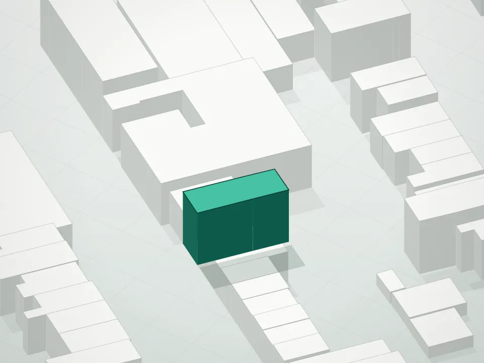 3D massing drawing of 167 Park Slope Residence and neighboring buildings