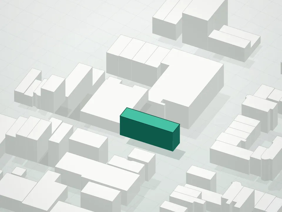 3D massing drawing of 374 Classon Avenue Condominium and neighboring buildings
