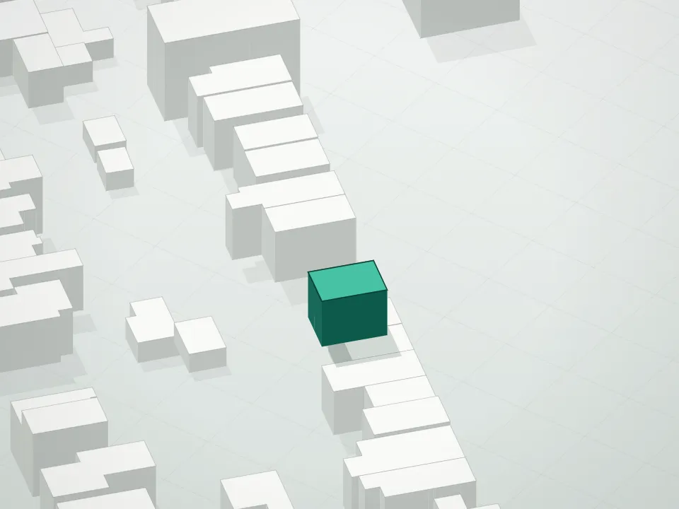 3D massing drawing of 282 17th Street Condominium and neighboring buildings
