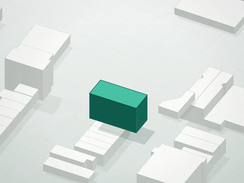 3D massing drawing of 2819 West 17th Street Condominium and neighboring buildings