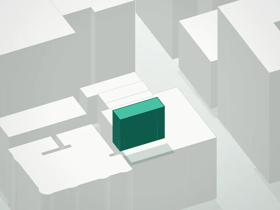 3D massing drawing of 256 West 88th Street Condominium and neighboring buildings
