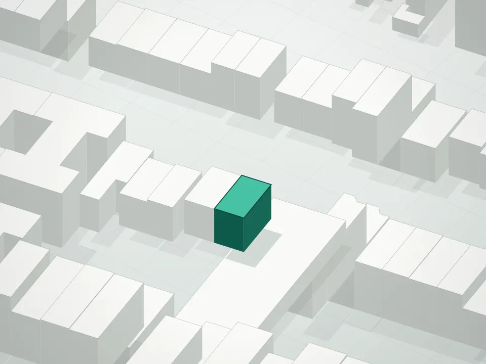 3D massing drawing of 226 Putnam Avenue Condominium and neighboring buildings