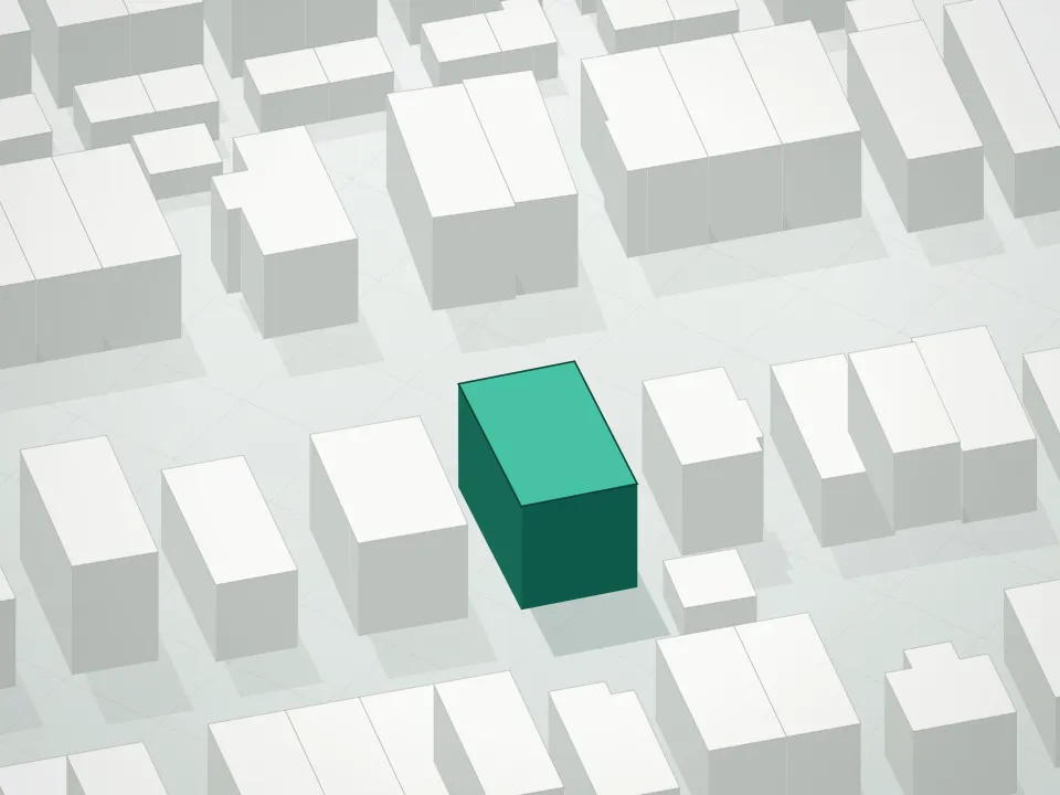 3D massing drawing of Residence Kam 35 Bay Condominium and neighboring buildings