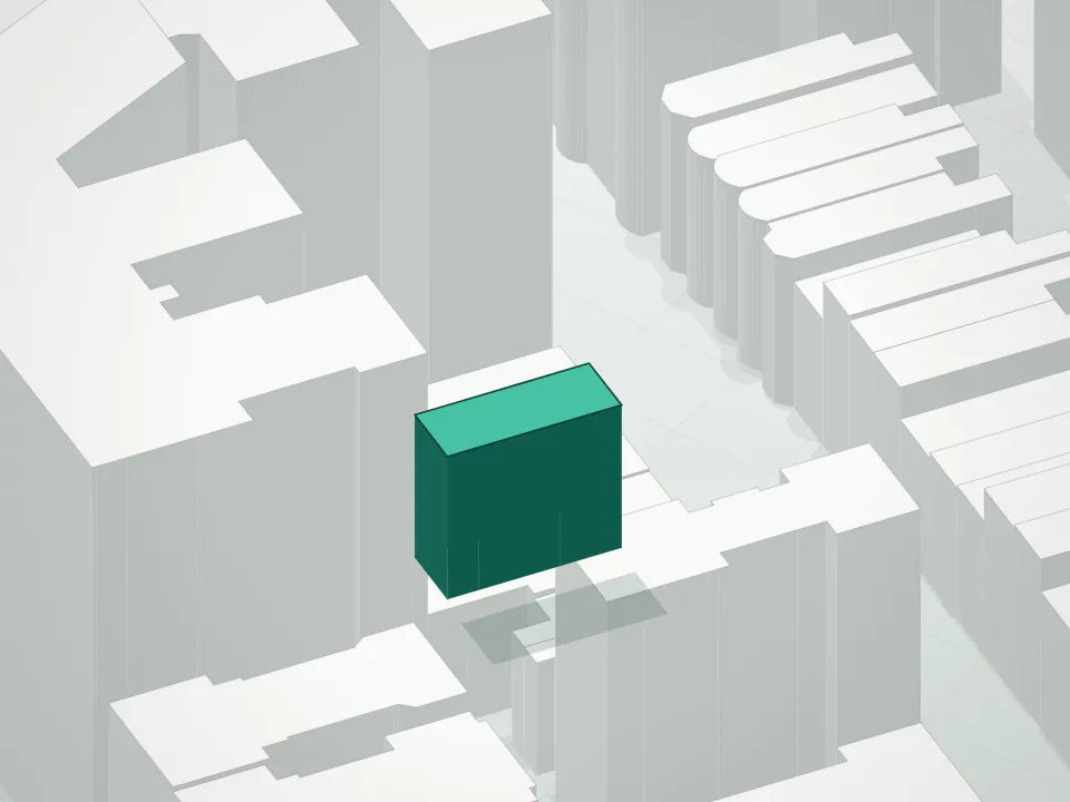 3D massing drawing of 344 West 84th Street Condominium and neighboring buildings