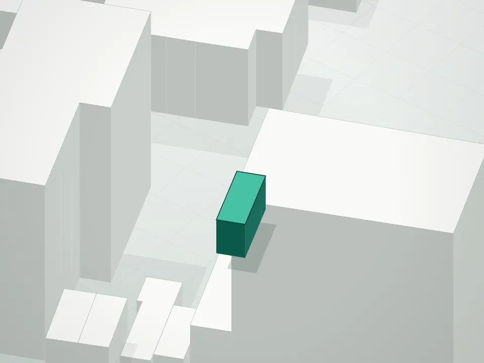 3D massing drawing of Ckz Tower Condominium and neighboring buildings