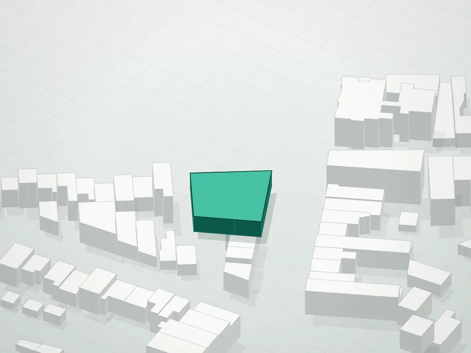 3D massing drawing of 28 Herbert Street Condominium and neighboring buildings