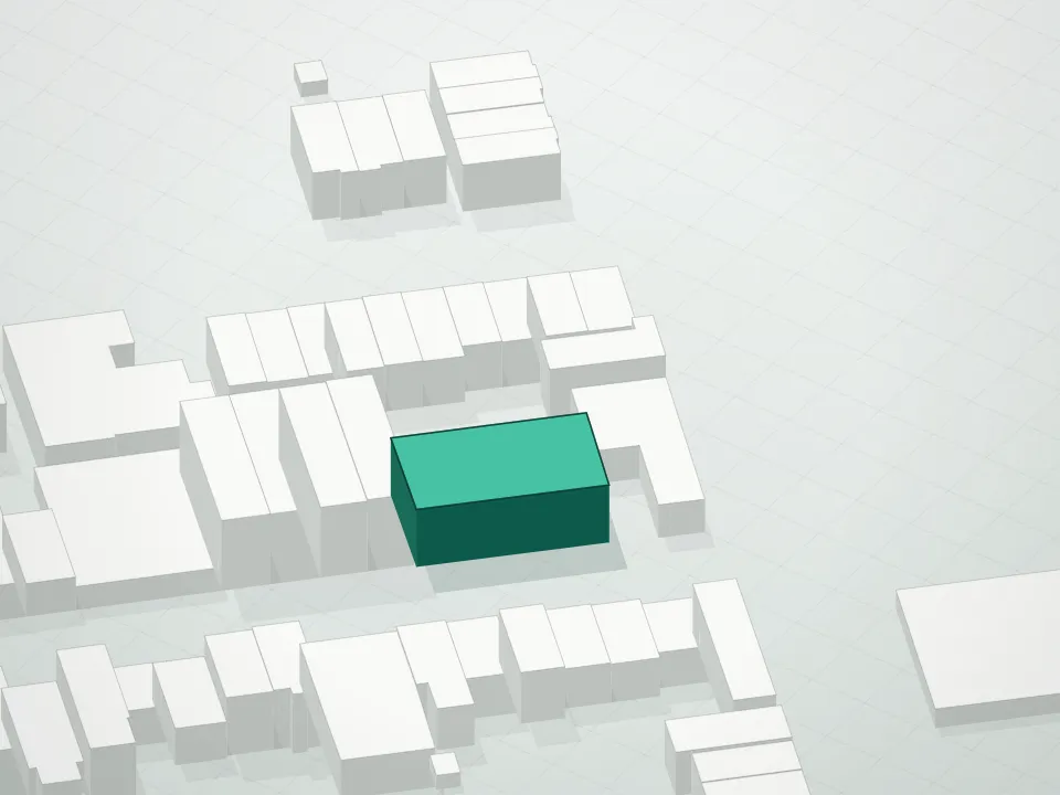 3D massing drawing of Sophie Condominium and neighboring buildings