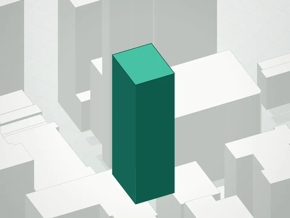 3D massing drawing of 133 East 55th Street Condominium and neighboring buildings