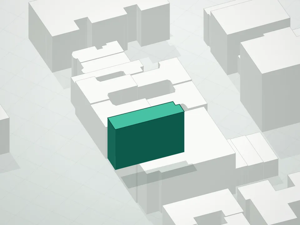 3D massing drawing of 25-25 31st Avenue Condominium and neighboring buildings