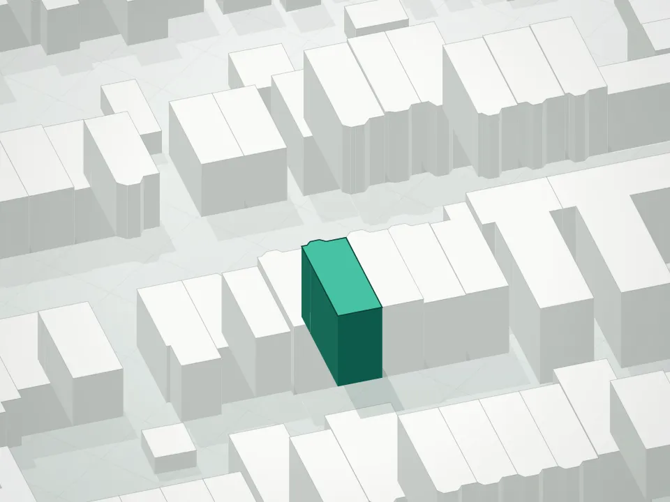3D massing drawing of 1174 Putnam Avenue Condominium and neighboring buildings