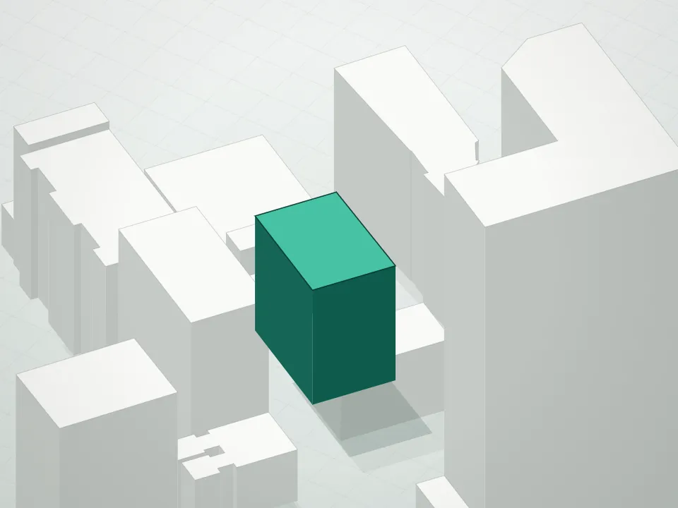 3D massing drawing of 517 W. 29th Street Condominium and neighboring buildings