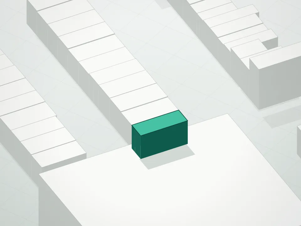 3D massing drawing of 668 Baltic Street Condominium and neighboring buildings