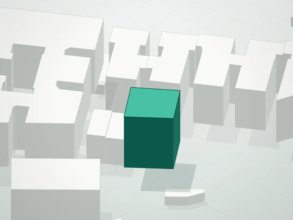3D massing drawing of 140 Hillside Avenue Condominium and neighboring buildings