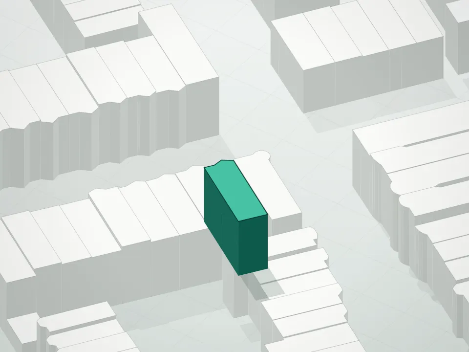 3D massing drawing of 347 6th Avenue Condominium and neighboring buildings